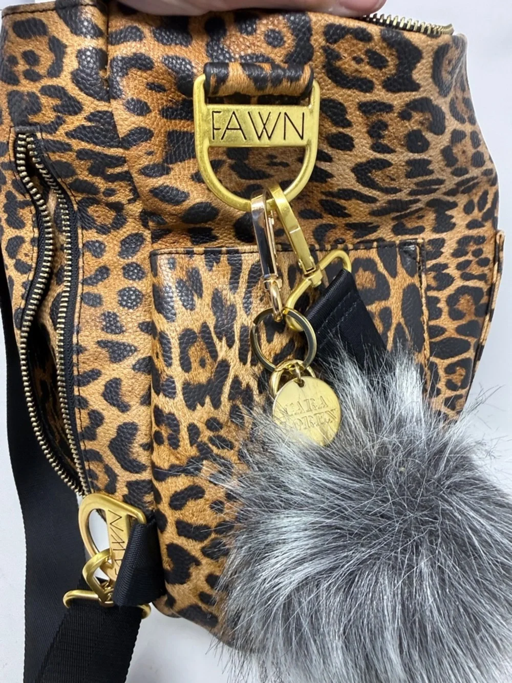 Fawn Design Leopard Print diaper Bag /Backpack Bag - Brown/Black